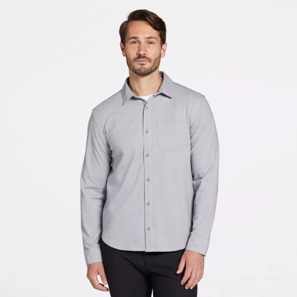VRST Men's Long Sleeve Button Down Shirt Silver Shadow Heather SIZE SMALL - Picture 2 of 3